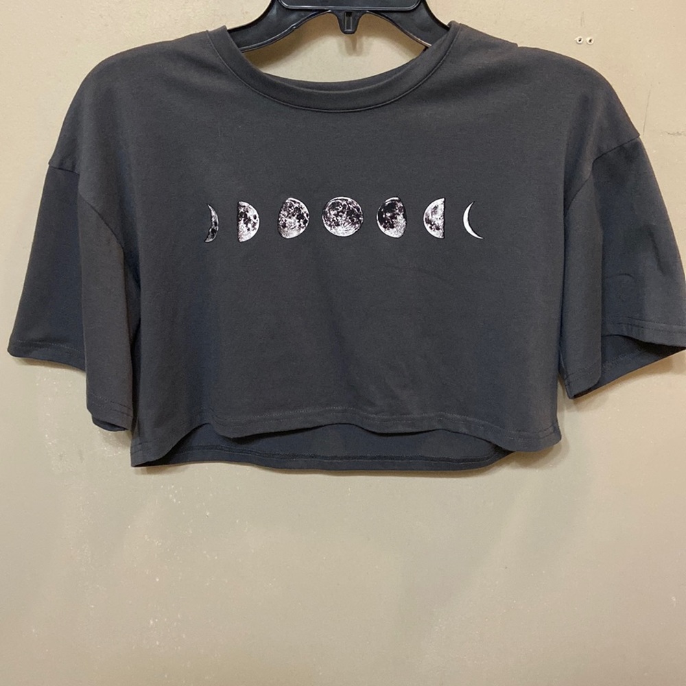 Grey moon crop top